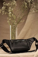 Кожаная сумка на пояс бананка черного цвета SamBag 8045028 фото №9