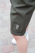 Khakifarbene gerade lange knielange Shorts mit reflektierendem Aufdruck Without 8048028 Foto №4