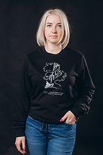 Бавовняний жіночий світшот із патріотичним принтом з колекції Ранок 24-го 2402029 фото №1