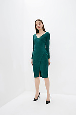 Облегающее платье миди BALLI на запАх из эко-замши зеленого цвета Garne 3038029 фото №2