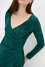 Облягаюча сукня міді BALLI на запАх із еко-замші зеленого кольору Garne 3038029 фото №5