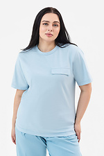 Blaues Damen-T-Shirt mit Ziertasche Garne 3042029 Foto №8