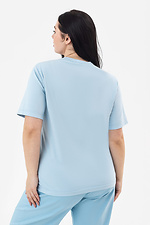 Blaues Damen-T-Shirt mit Ziertasche Garne 3042029 Foto №11