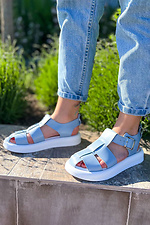 Light blue leather closed sandals Garne 3200029 photo №2