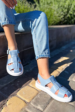 Light blue leather closed sandals Garne 3200029 photo №3