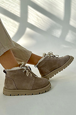 Women's winter beige sneakers made of natural suede  4207029 photo №2