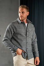 Men's warm check shirt Oversize Black Teamv 8034029 photo №4