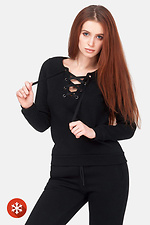 Women's black sweatshirt with fleece and eyelets HOT 8035029 photo №1