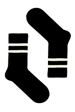 Hohe Socken aus schwarzer Baumwolle mit weißen Streifen SOX 8041029 Foto №1