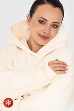 Warm longline kangaroo hoodie, milky color Garne 3041030 photo №6