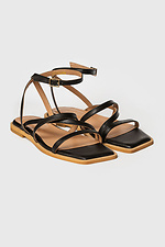 Quadratische Peeptoe-Ledersandalen für Damen mit Riemen Garne 3200030 Foto №1