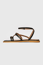 Quadratische Peeptoe-Ledersandalen für Damen mit Riemen Garne 3200030 Foto №3