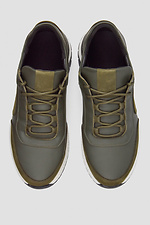 Чоловічі кросівки із натуральної шкіри кольору хакі  4206030 фото №2