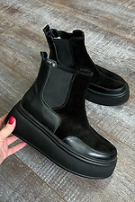 Winter-Chelsea-Stiefel für Damen aus echtem Leder und Wildleder 4207030 Foto №2