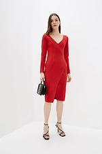 Облегающее платье миди BALLI на запАх из эко-замши красного цвета Garne 3038031 фото №2