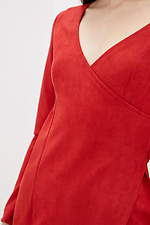 Облегающее платье миди BALLI на запАх из эко-замши красного цвета Garne 3038031 фото №4