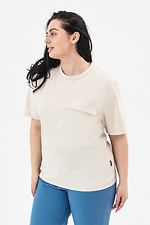 Женская футболка бежевого цвета с декоративным карманом Garne 3042031 фото №8