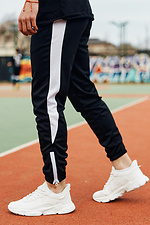 Skinny black sweatpants with white stripes TUR WEAR 8037031 photo №2
