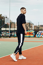 Skinny black sweatpants with white stripes TUR WEAR 8037031 photo №5