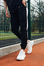 Зауженные спортивные штаны черные с белыми лампасами TUR WEAR 8037031 фото №6