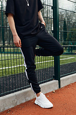 Skinny black sweatpants with white stripes TUR WEAR 8037031 photo №7
