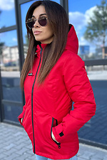 Коротка осіння куртка парка червоного кольору з капюшоном AllReal 8042031 фото №2