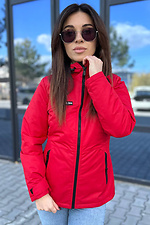 Короткая осенняя куртка парка красного цвета с капюшоном AllReal 8042031 фото №4