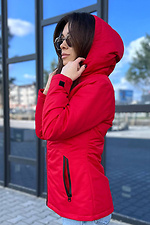 Короткая осенняя куртка парка красного цвета с капюшоном AllReal 8042031 фото №5