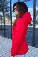 Krótka jesienna kurtka parka w kolorze czerwonym z kapturem AllReal 8042031 zdjęcie №6