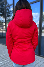 Krótka jesienna kurtka parka w kolorze czerwonym z kapturem AllReal 8042031 zdjęcie №7