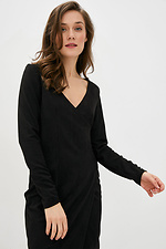 Облегающее платье миди BALLI на запАх из эко-замши черного цвета Garne 3038032 фото №2