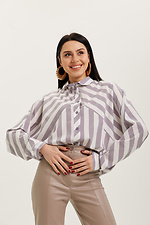 Удлиненная полосатая рубашка SEEL оверсайз из софта с рукавами реглан Garne 3039032 фото №1