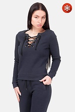 Women's dark gray sweatshirt with fleece and eyelets HOT 8035032 photo №1