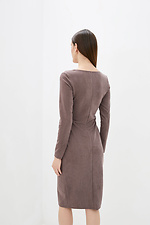 Облягаюча сукня міді BALLI на запАх із еко-замші кольору кави Garne 3038033 фото №4