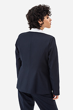 Klassische Jacke MARGARET mit einem Knopf, dunkelblau Garne 3042033 Foto №4