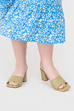 Женские кожаные шлепанцы с квадратным носком и широкими каблуками Garne 3200033 фото №4