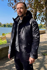 Demi-season black jacket with a hood and insulation AllReal 8042033 photo №1