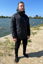 Демісезонна чорна куртка з капюшоном і утеплювачем AllReal 8042033 фото №4