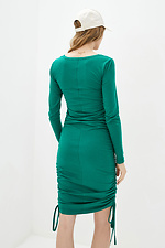 Зелена трикотажна сукня SNAKE в спортивному стилі з зав'язками з боків Garne 3037034 фото №3