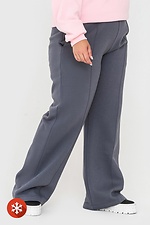 Утепленные прямые брюки на флисе темно-серого цвета Garne 3041034 фото №3