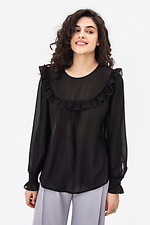 Women's blouse with ruffles in black Garne 3042034 photo №1