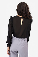 Жіноча блуза з рюшею чорного кольору Garne 3042034 фото №5
