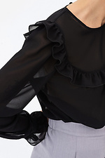 Жіноча блуза з рюшею чорного кольору Garne 3042034 фото №6