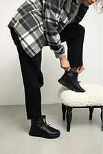 Damen-Winterstiefel aus Leder auf niedrigem Niveau 4207034 Foto №2