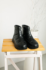 Damen-Winterstiefel aus Leder auf niedrigem Niveau 4207034 Foto №3