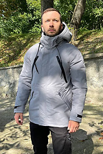 Demi-season gray jacket with a hood and insulation AllReal 8042034 photo №1