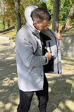 Демісезонна сіра куртка з капюшоном і утеплювачем AllReal 8042034 фото №7