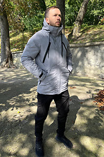 Демісезонна сіра куртка з капюшоном і утеплювачем AllReal 8042034 фото №8