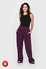 Прямые брюки на флисе фиолетового цвета. Garne 3041035 фото №2
