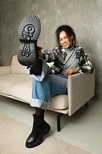 Women's winter leather high chelsea shoes of black color  4207035 photo №4